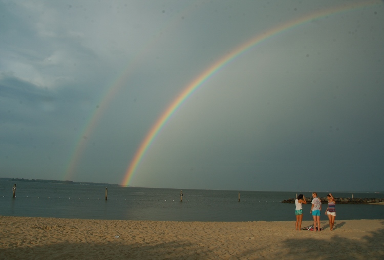 rainbow over the water